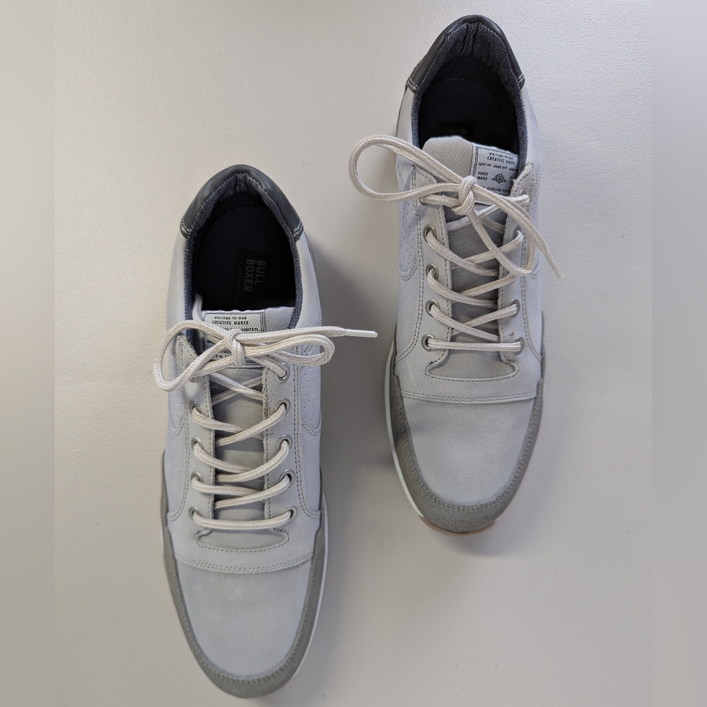 Bull Boxer Impakt Sneakers Grey Leather Minimal Everyday Classic Womens 9 Laces